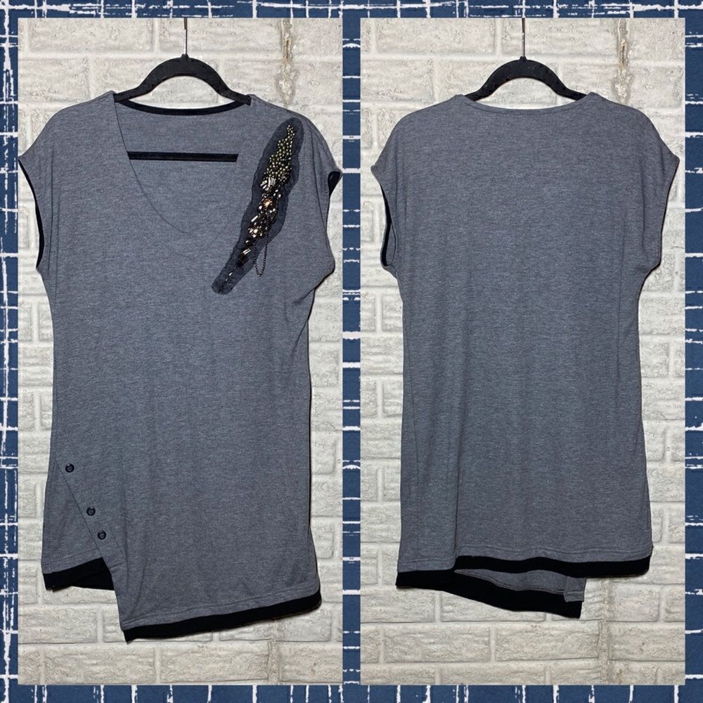Gray beaded dress Women's Size Medium